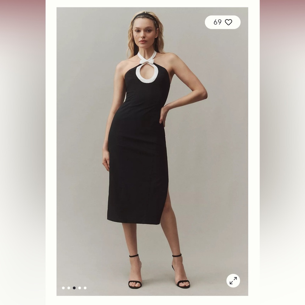 BHLDN Victoria Bow Halter Cutout Midi Dress